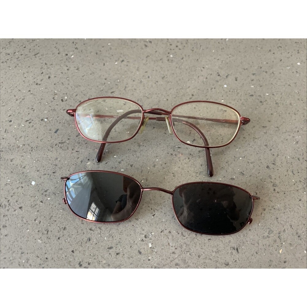 EASYCLIP Eyeglasses Frames ONLY w Sunglasses attachment 49-19-140 red full rim